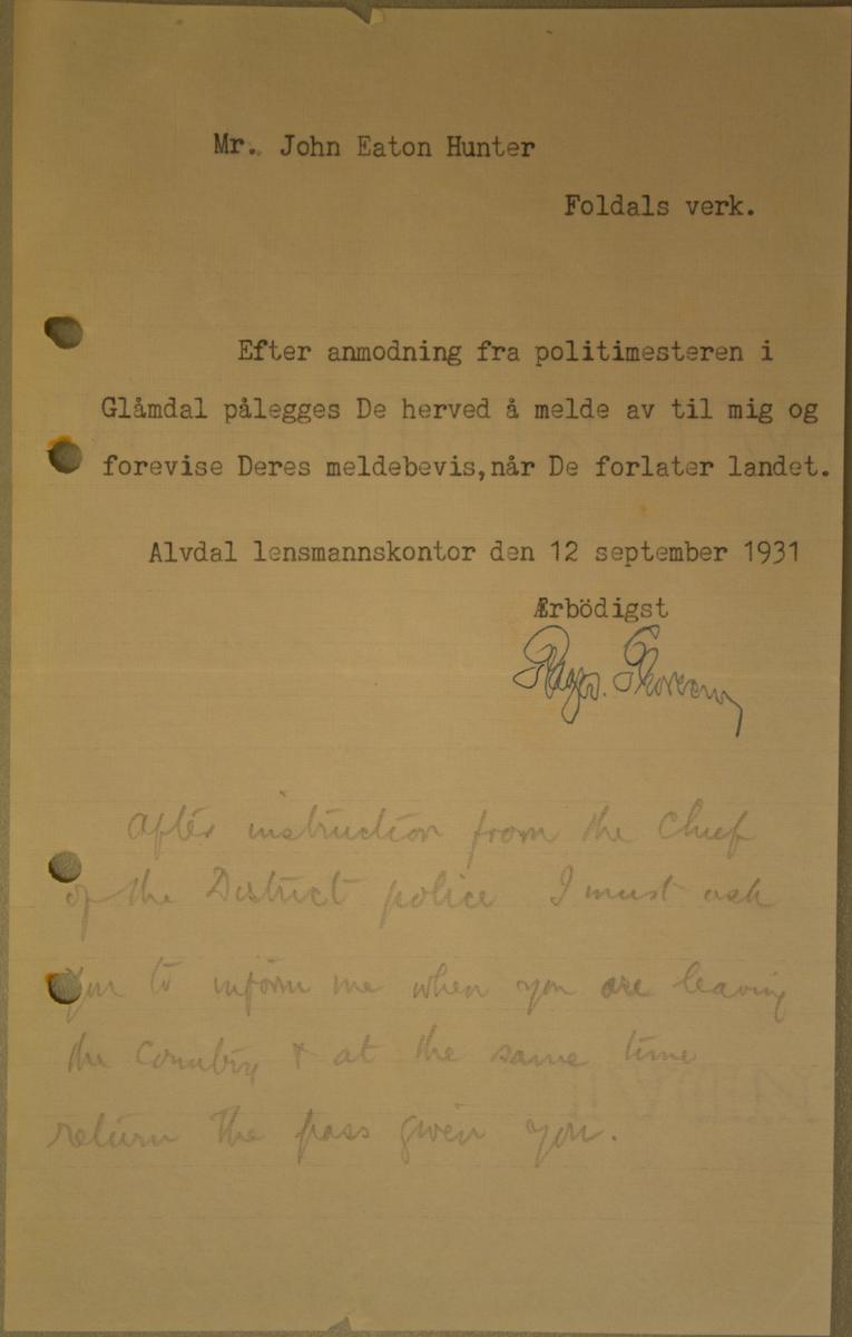 gammelt dokument folldal verk