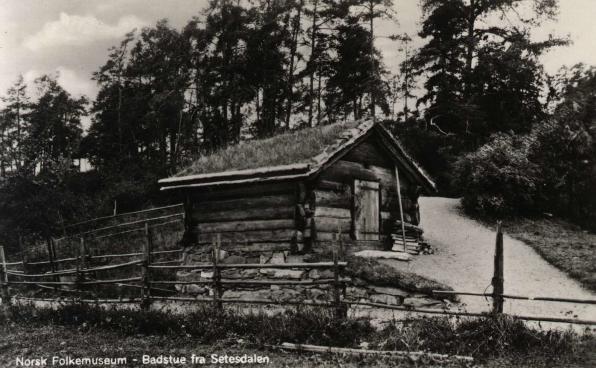 Postkort, Badstue fra Aamli, Setesdaltunet, NF.
