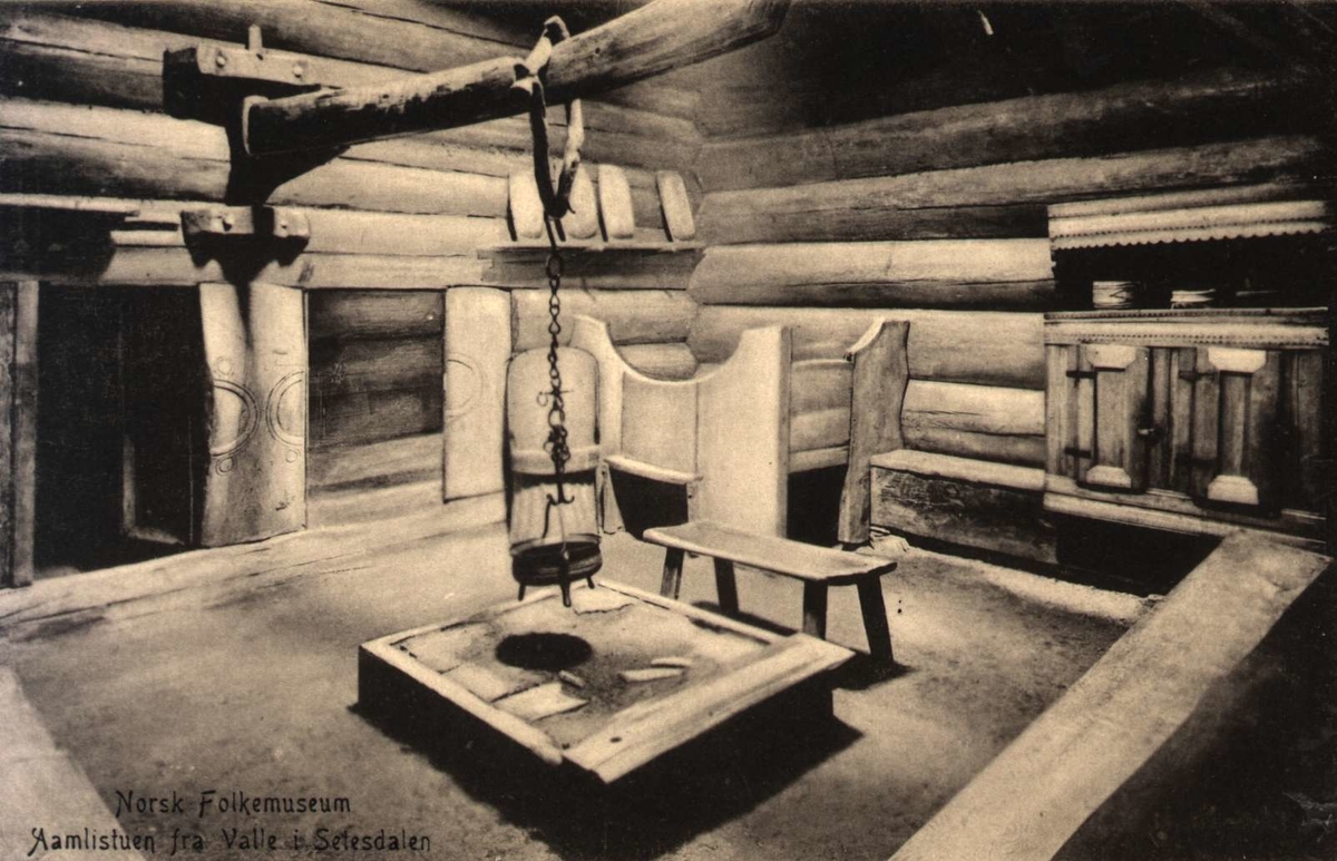 Postkort, Aamlistua, Valle i Setesdalen, Setesdaltunet, NF.