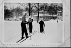 Skidutflykt i parken omkr. 1943. Inger Billman tittar häråt.