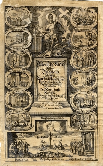 Kopparstick. 
Försättsblad, Gamla Testamentet.