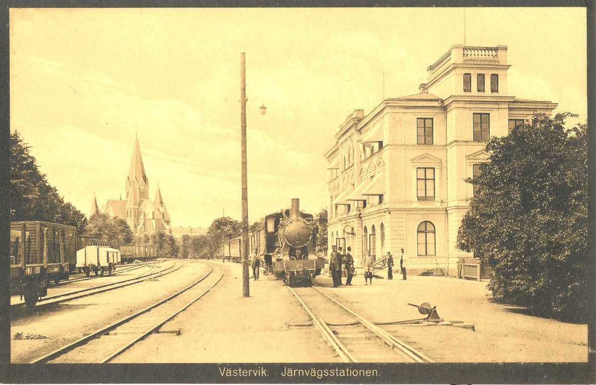 Järnvägsstationen i Västervik sekelskiftet 1900.