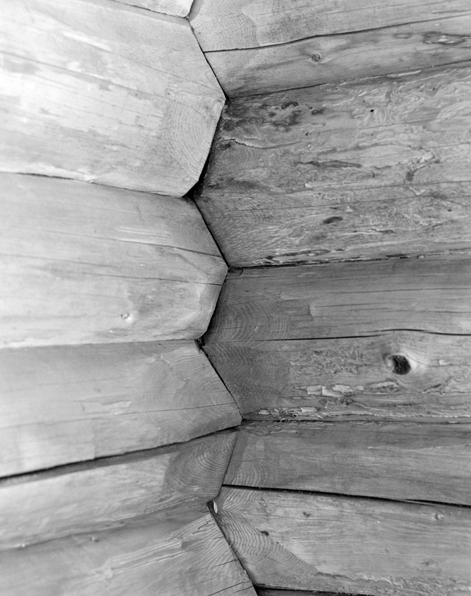 Heggenhaugen gård, Gaupen. Nedtaking av stabbur. 1980. Flyttet til Domkirkeodden. Tømmer, lafting, HDH.36.