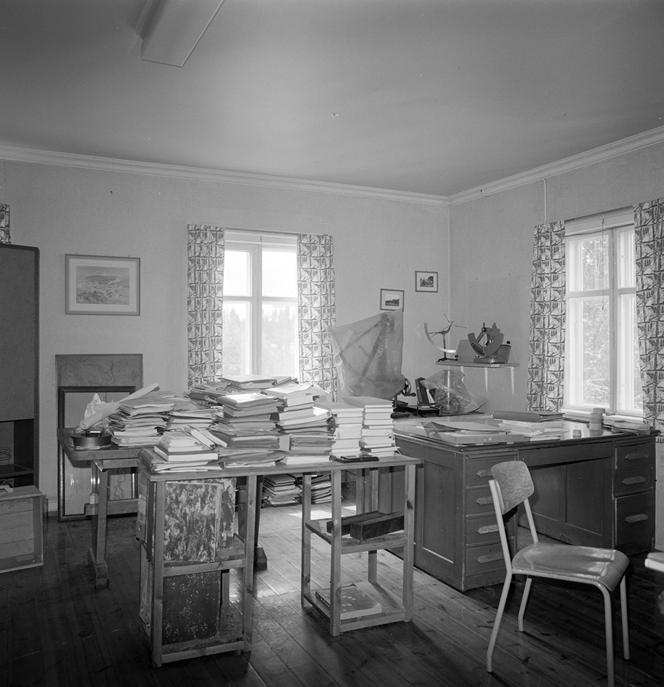 Klevfos Industrimuseum, Klevbakken, Ådalsbruk, Løten. Kontorbygningen, interiør, Hasselbakken.
