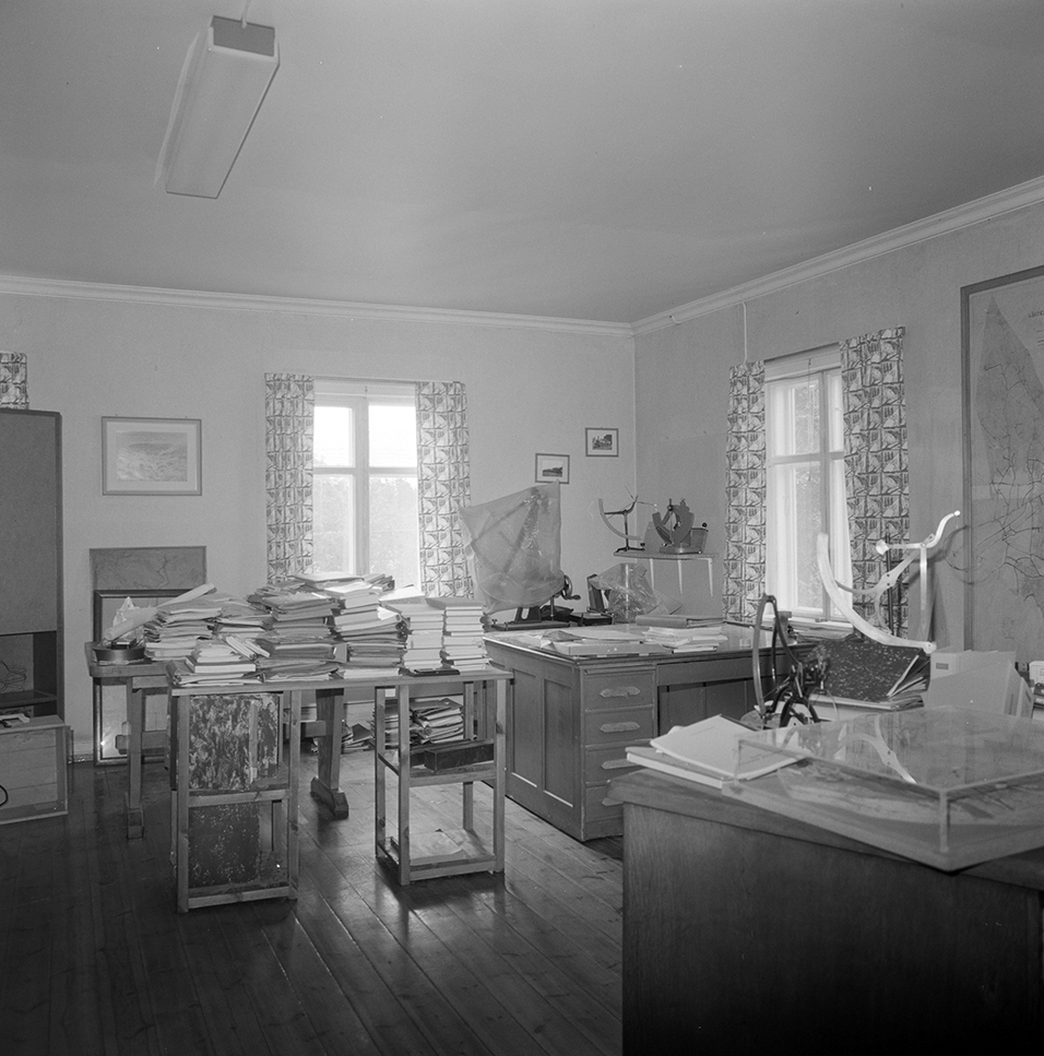 Klevfos Industrimuseum, Klevbakken, Ådalsbruk, Løten. Kontorbygningen, interiør, Hasselbakken.