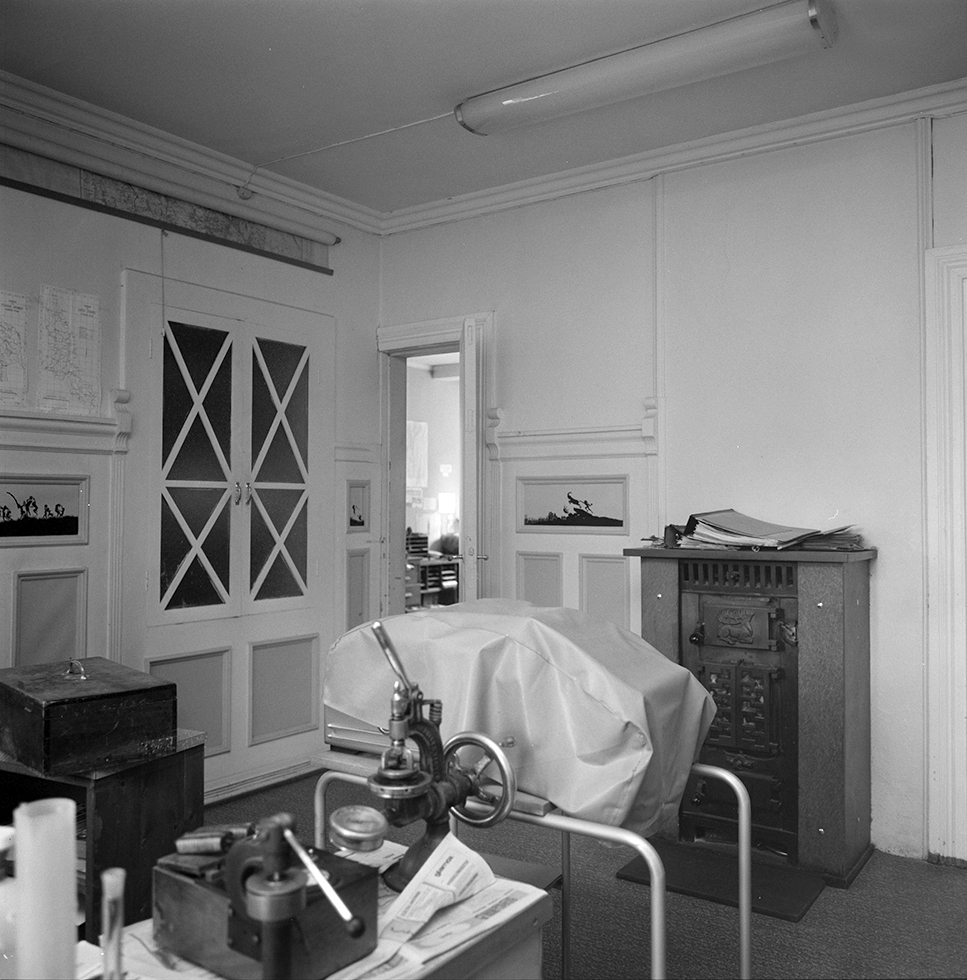 Klevfos Industrimuseum, Klevbakken, Ådalsbruk, Løten. Kontorbygningen, interiør, Hasselbakken.