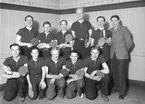 Bordtennisspelare, Borgen. Foto i februari 1943.
Statsmatch 10 manna lag.

Övre raden från vänster:
