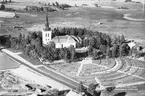 Flygfoto över Hanebo kyrka, Hälsingland