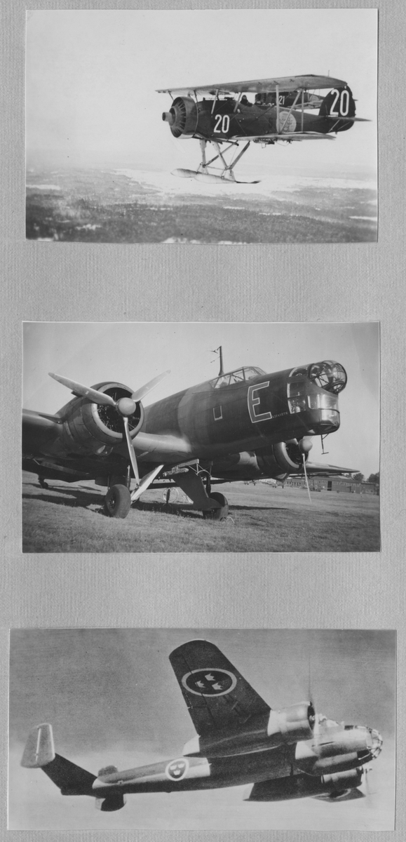 Fotoalbum från värnplikt på F 6 Västgöta flygflottilj under 1940-talet.

14 stycken albumsidor med 36 svartvita fotografier med motiv av flygplan, personal, värnpliktiga, umgänge på logemente och muckarkam.