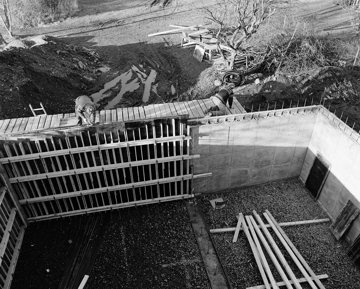 Hedmarksmuseet, Domkirkeodden. Bygging av nytt fotoarkiv i Framstad, støping, betong, forskaling.