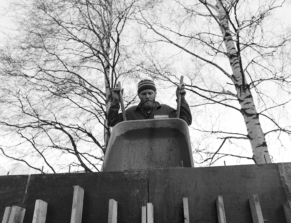 Hedmarksmuseet, Domkirkeodden. Bygging av nytt fotoarkiv i Framstad, støping, betong, forskaling. Joar Jordet.