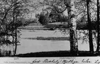 Gävle stad  Väster, Parti av Stadsträdgården.
I bakgrunden Rettigska barnhemmet som uppfördes och invigdes 1881. Huset ritades av stadsarkitekten E.A. Hedin. Verksamheten upphörde 1955 och huset revs 1960 för att ge plats för Strömbadet.