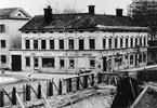 Rivning av kvarteret Borgmästaren vid Södermalmstorg. Husen tillhör kvarteret Finland.