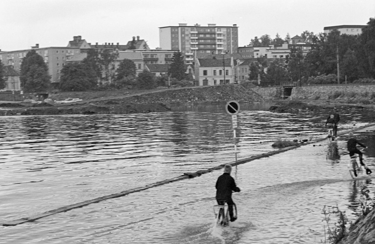 Mjøsa, flom, barn, sykkel, Hamar.