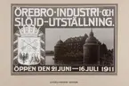 Industri- och slöjdutställning 21 juni - 16 juli 1911 i Örebro.
Utsällningen hölls vid Karolinska läroverket och Livregementets husarers ridhus vid Olaigatan. Bilderna är samlade i en bok med riktika fotokopior. Utsällningsaffisch.

Ordförande för programkommittén var landshövding Theodor Nordström. Fabrikör Anton Hahn fungerade som närmaste man och vice ordförande. Med i styrelsen satt även stadsarkitekten Magnus Dahlander.