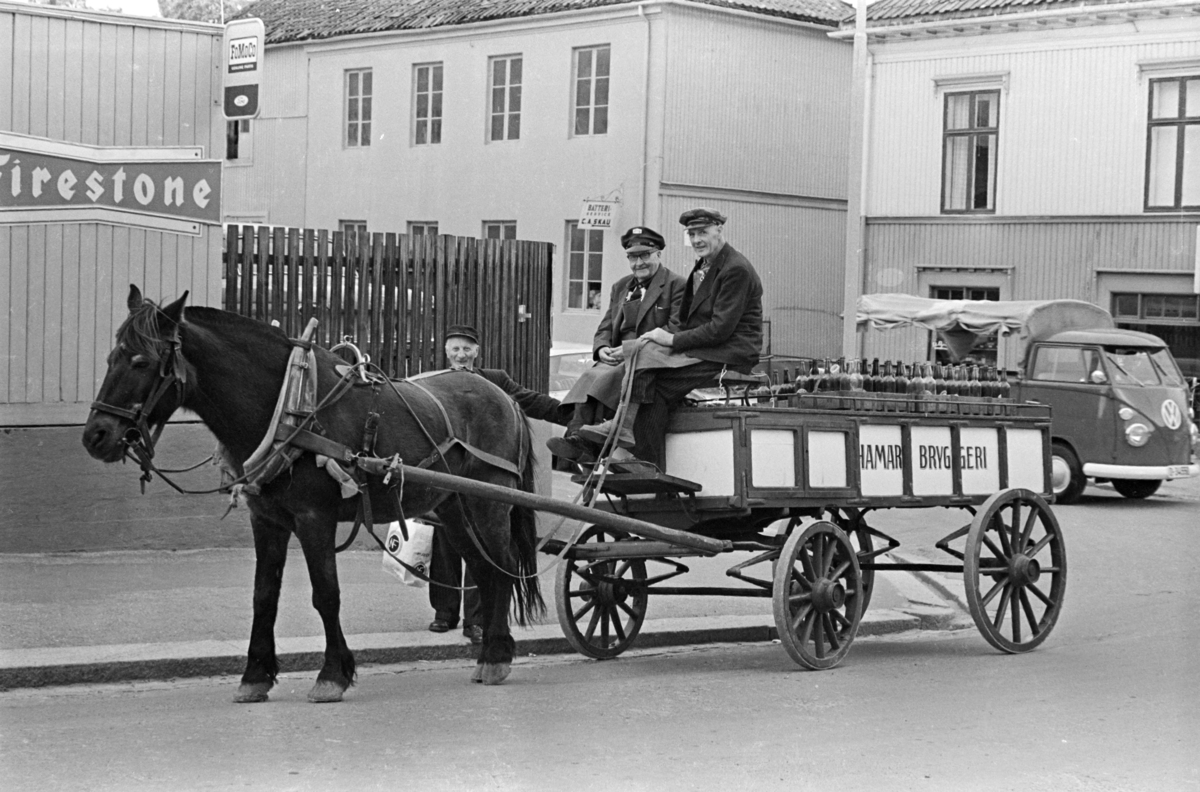 Hamar Bryggeri, hest, ølvogn, hestekjøretøy, Grønnegata, Hamar. 
