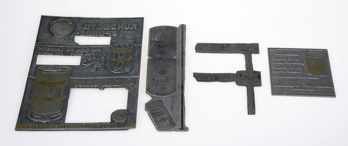 I alt 39  klisjeer som viser ulik mat og middager brukt i reklame for Bøndernes Salgslag. For oversikt se "Andre opplysninger".