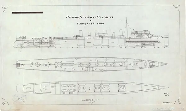 Proposed high speed destroyer by Yarrow & Co Ltd London [Rit