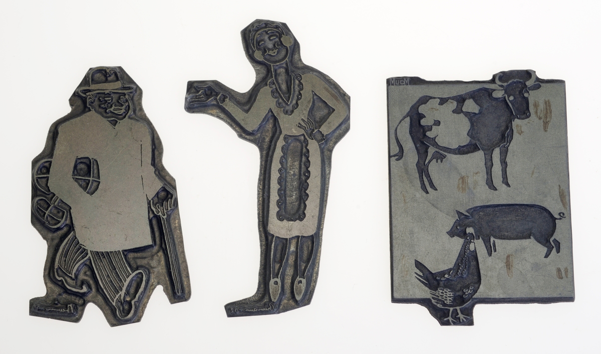 I alt 83 klisjeer som viser ulike figurer brukt i reklame for Bøndernes Salgslag. For oversikt se "Andre opplysninger".