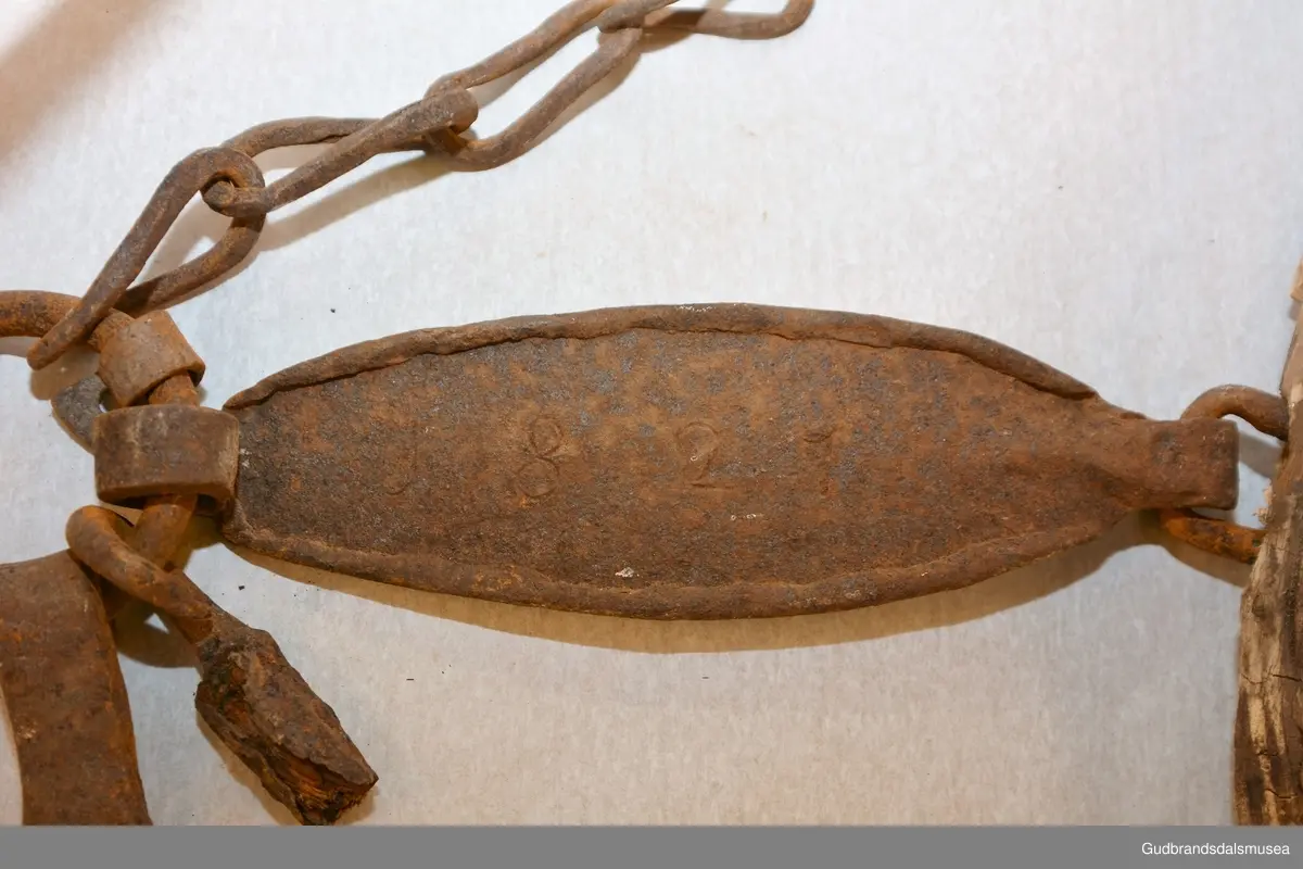 Et par bogtrær med drått og orering i jern. Høvre med ringer av jern for tømmer, to fester av jern for oppholdsreimer, jernbøyle for ryggreim.
DEKOR. Sammenhengende akantusranke i barokkstil med mye bladverk. Den forenklede akantusskurden er et stiltrekk som hører hjemme på slutten av 1700-tallet, begynnelsen på 1800-tallet. (Se også LBY0150b; LBY0151a, b). Inskripsjonen på dråtten P J S E 1827 står antakelig for Peder Johannessen Enstad, f. 1798, d. 1828, gardbruker på Sørpå Enstad fra 1820. Årstallet 1827 antas å være produksjonsåret for høvret og bogtreet.
BRUK. Høvre og bogtre hører sammen. De utgjør de primære festeanordningene for seletøyet og medvirker til å fordele trekkbelastningen på en hensiktsmessig måte. Høvren er plassert fremme over ryggen på hesten. Den har huller eller ringer som tømmene blir ført igjennom og er i tillegg festepunkt for rygg- og bære-/oppholdsreimer. Bærereimene går videre nedover og er koplet til draget/skåken.
Bogtrærne er festet til hverandre over nakken med en nakkereim og rundt brystet med en brystreim. Midt på treet er det hull for feste av dråtten. Dråtten, en 6-7 cm. bred, stiv lærreim, blir i motsatt ende festet til draget/skåken.