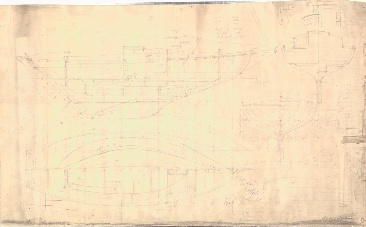 Plan, profil, spant och segelritning