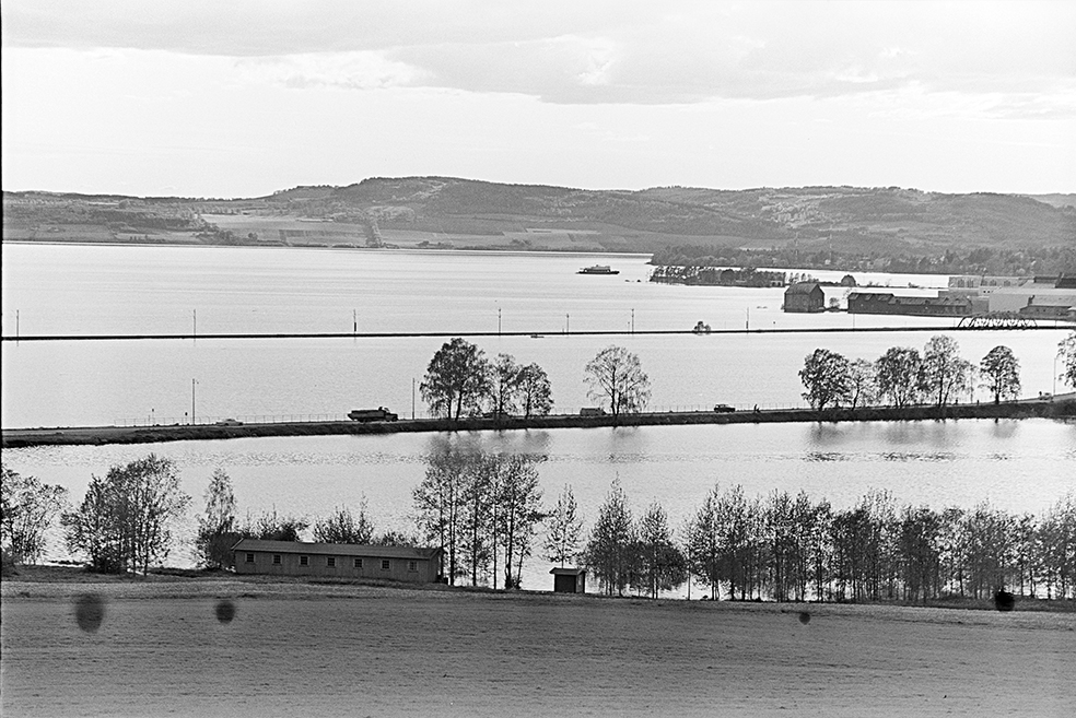 Flom i Mjøsa, 1967, Åkersvika, Stangebrua,  oversikt