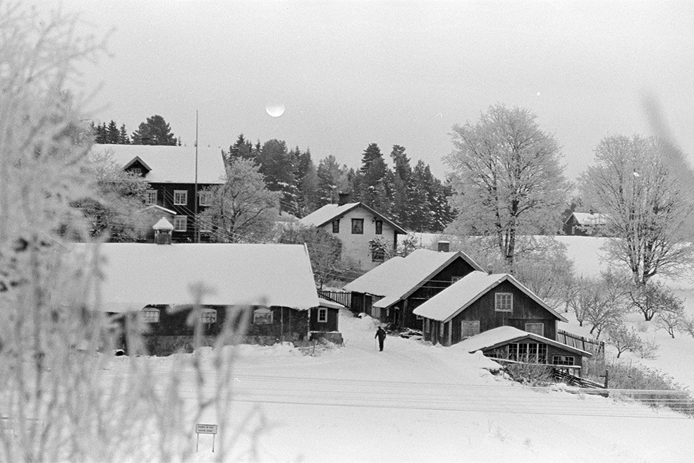 Alhaug, Alu østre, eksteriør, vinter, kveld, måne.