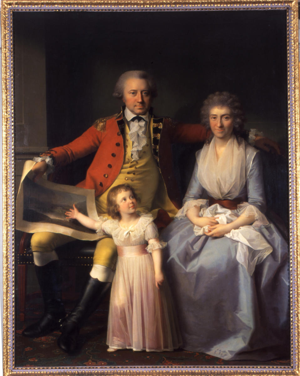 Maleri hvor Peder Anker står omgitt av kone og barn.