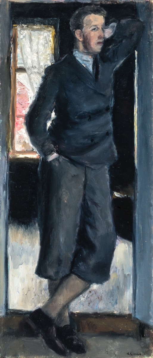 Helfigur, en profil, av kunstnar og ven Klaus Gjøstein frå Voss