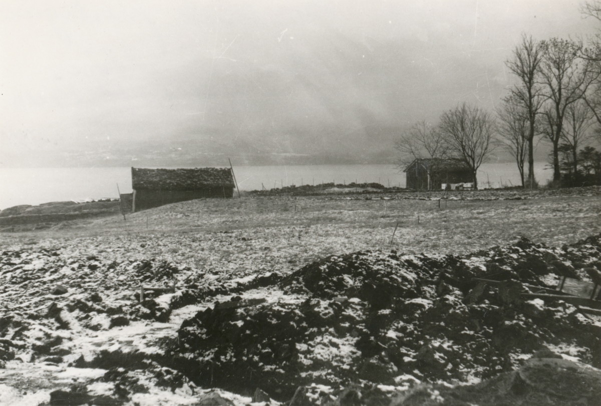 Dokumentasjonsbilder i serie fra arkeologiske utgravingar ved Borgund Prestegard 1940.