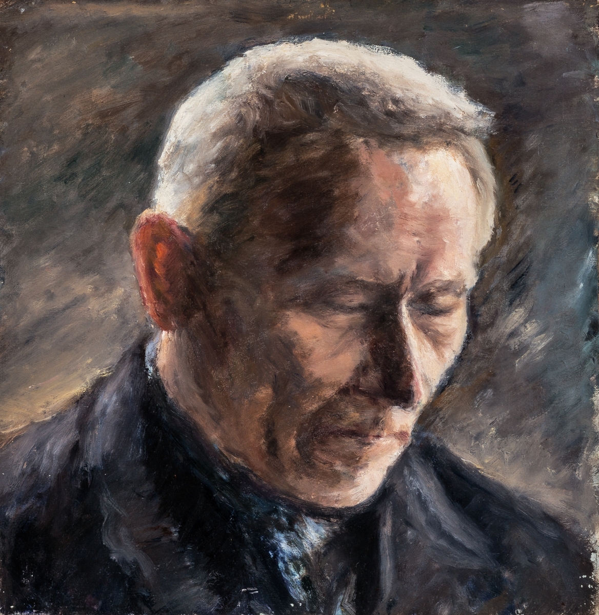 Bryststykke, semi en profil, av faren Knut Gjesme