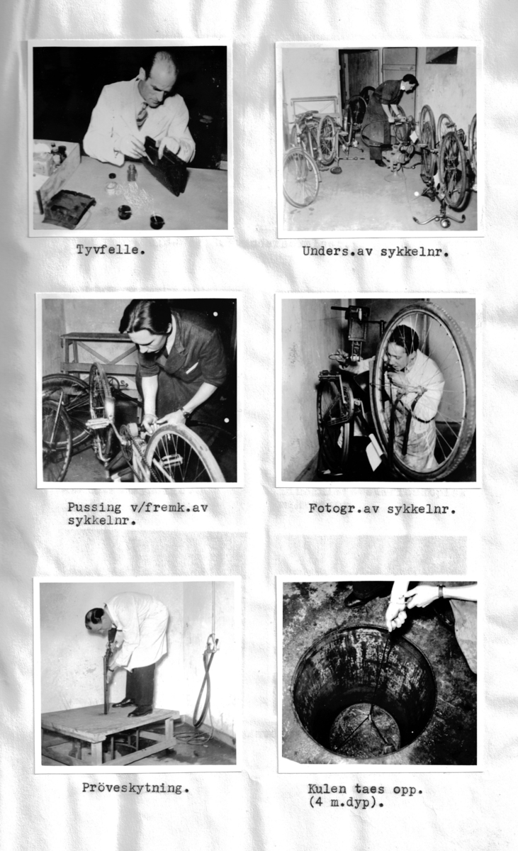 Foto fra arbeidet ved Statens Kriiminalteknika Anstalt, Stockholm og tekn.avd., Göteborg, i 1946. Studietur tatt av L. Reusch Berg.