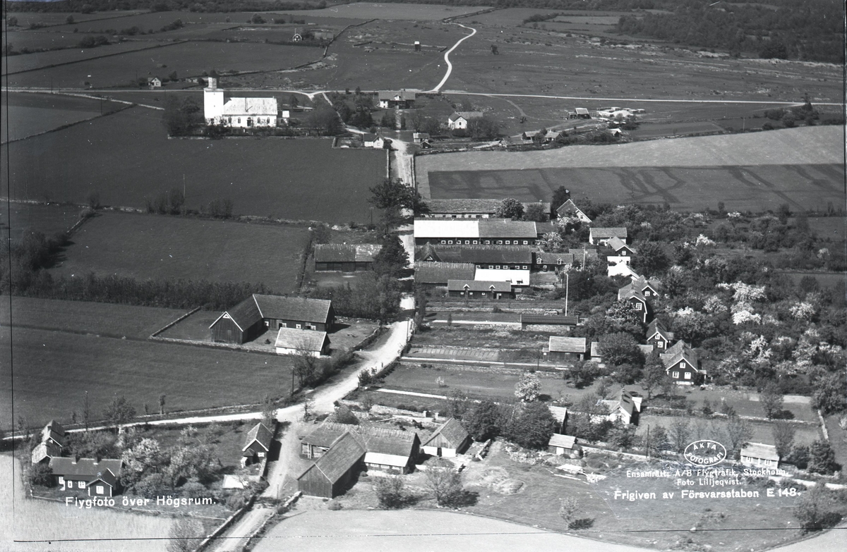 Flygfoto över samhället Högsrum på Öland.