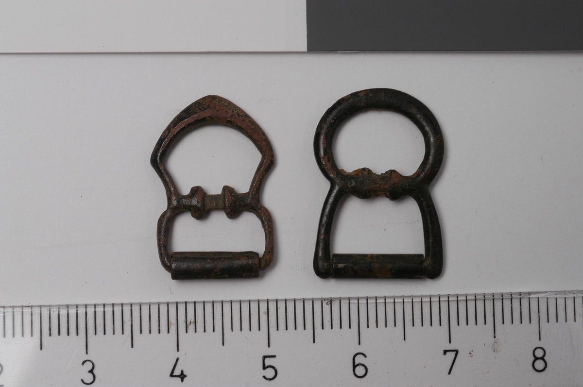 To stk spenner med tilnærmet lik utforming. Begge er dobbelspenner med en tilnærmet firkantet del som henger sammen med en mer sirkulær del. Begge er komplette men uten torn.