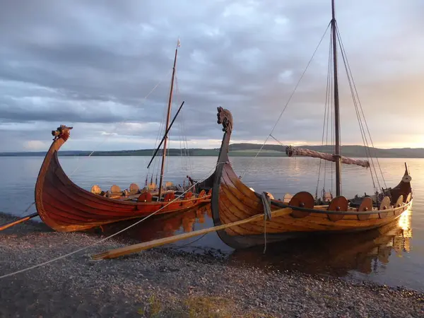 Two vikingship on lake Mjøsa