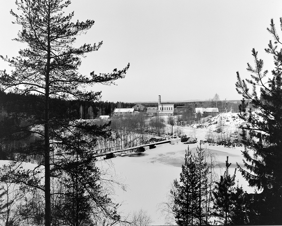 Klevfos Industrimuseum, Ådalsbruk, Løten. Eksteriør, vinter.