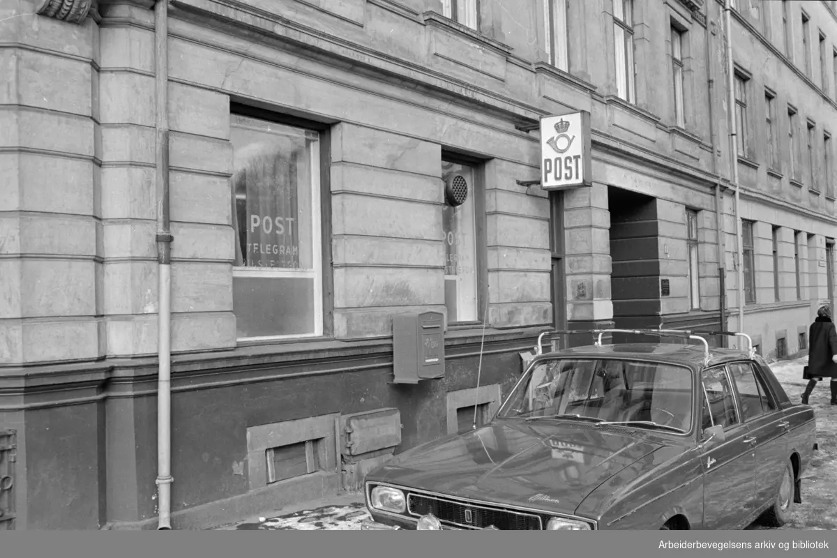 Grünerløkka: Grünerløkka postkontor. Mars 1969