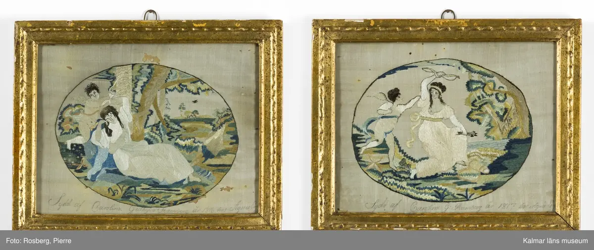 Landskap med figurscen, Amor och Psyke. En halvliggande Psyke med den bevingade Amor till vänster i motivet.