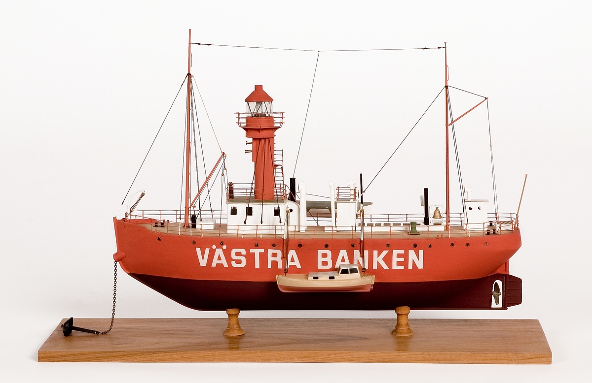 Fartygsmodell av fyrskeppet VÄSTRA BANKEN.
