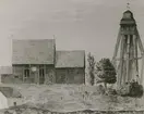 Gamla kyrkan i Loftahammar. Teckning av Erik Ihrfors omkring 1880. Vitterhetsakademien.