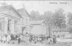 Karlsborg. Exteriör gamla skolhuset Vätterskolan (folkskolan). Skolan byggd i mitten på 1880-talet. Bilden troligen från 1890-talet.