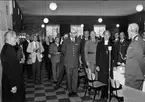 Karlsborg, kungabesök och invigning av museet år 1962. Från lunchen, öv Bratt, biskop Danell, Gustaf VI Adolf, diakon G Andersson m.fl.