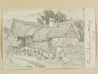 Halland. Stuga vid kusten norr om Varberg. Teckning av Ferdinand Boberg