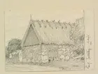 Västergötland, Laske hd., Larvs sn. Ladugård i Tubbetorp. Teckning av Ferdinand Boberg.