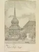 Jämtland, Hallens kyrka. Teckning av Ferdinand Boberg