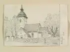 Teckning av Ferdinand Boberg. Uppland, Färentuna hd., Hillersjö kyrka