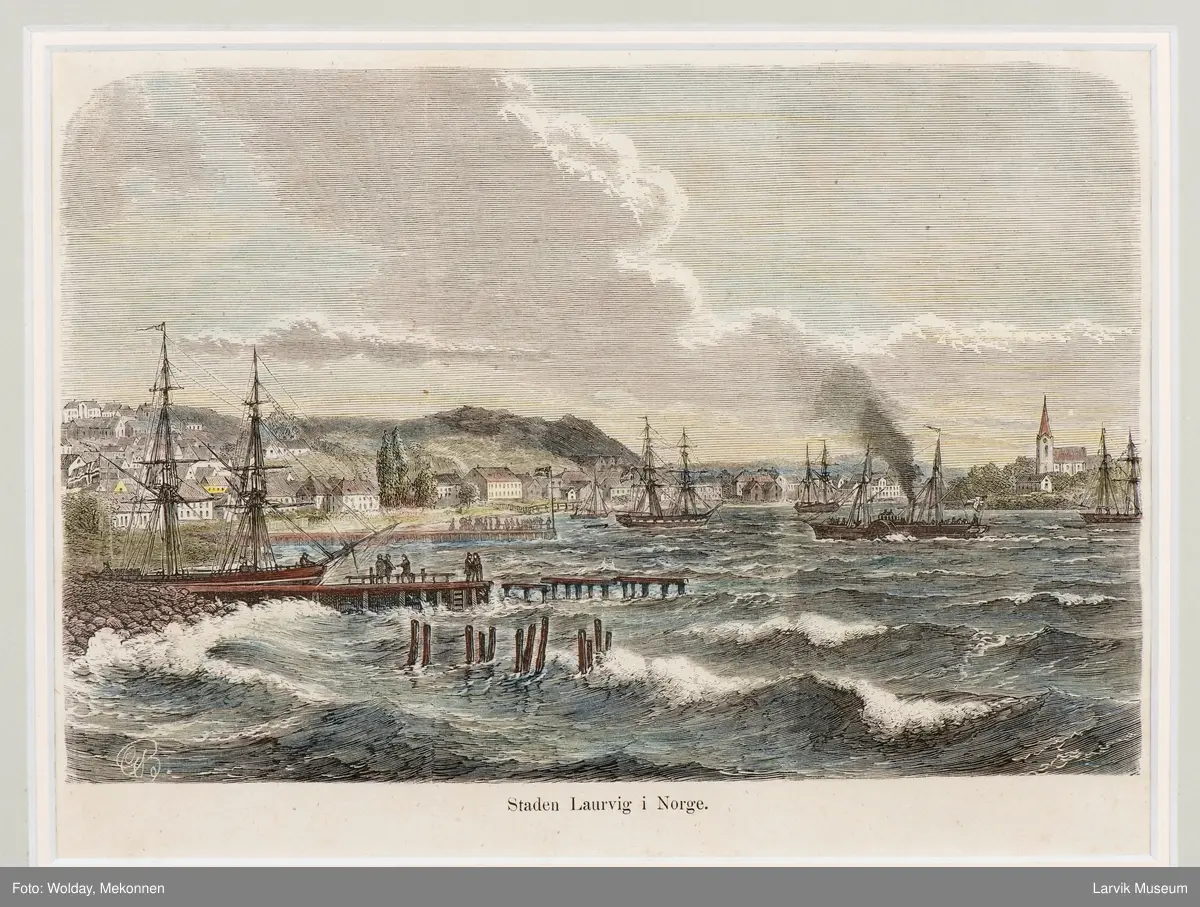 Larvik og havnen sett fra Batteritomta, Langestrand