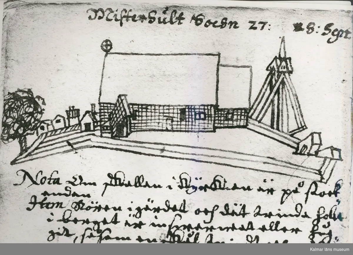 Teckning av Misterhults kyrka 1627