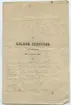 Vid Kalmar Jernvägs invigning den 8 augusti 1874. Text med blyerts på framsidan: Julienne soppa, rött vin, Sherry. Karp med Hollandaisesås,  Sauterne. Rådjur - Salt tunga, legymer - champinjoner. Gåsleverpastej, rött vin. Kalkon, Chateau Lafitte. Johannisdegar,  Selters.