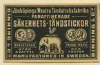 Tändsticksetikett från Jönköpings tändsticksfabrik,  